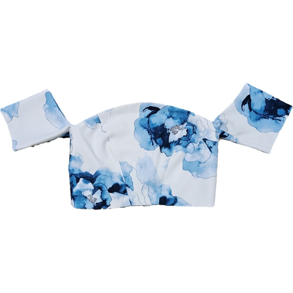 NWT Keepsake The‎ Label Sublime Off Shoulder Crop Top Size XL Blue Watercolor